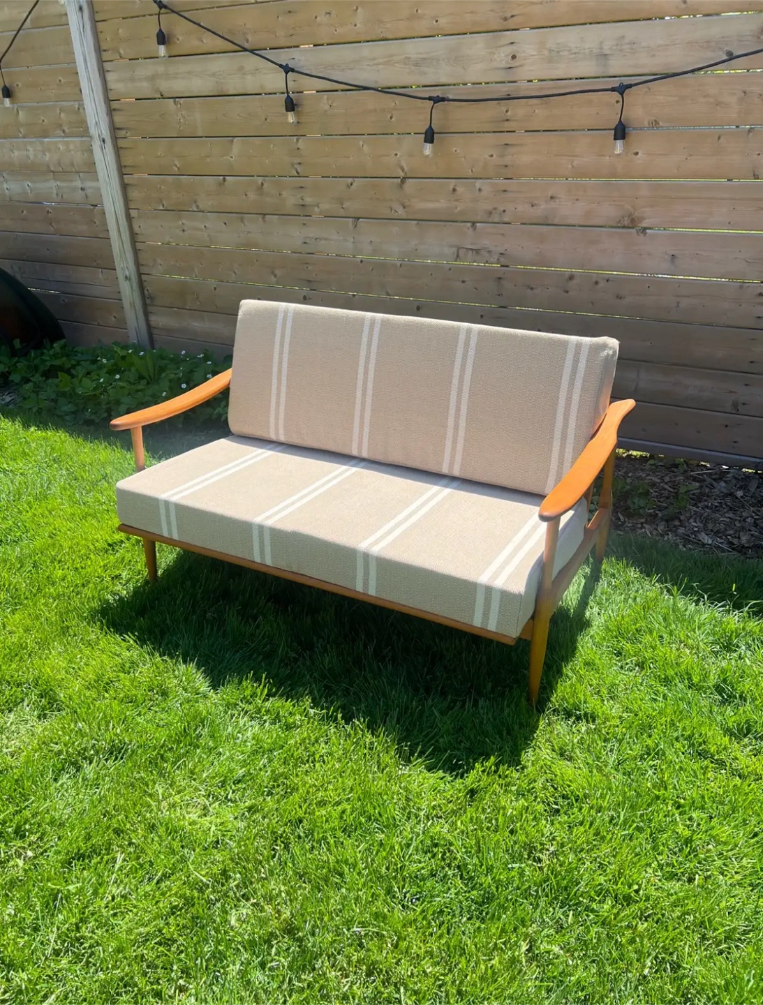 Mid-Century Modern Love Seat with New Upholstery