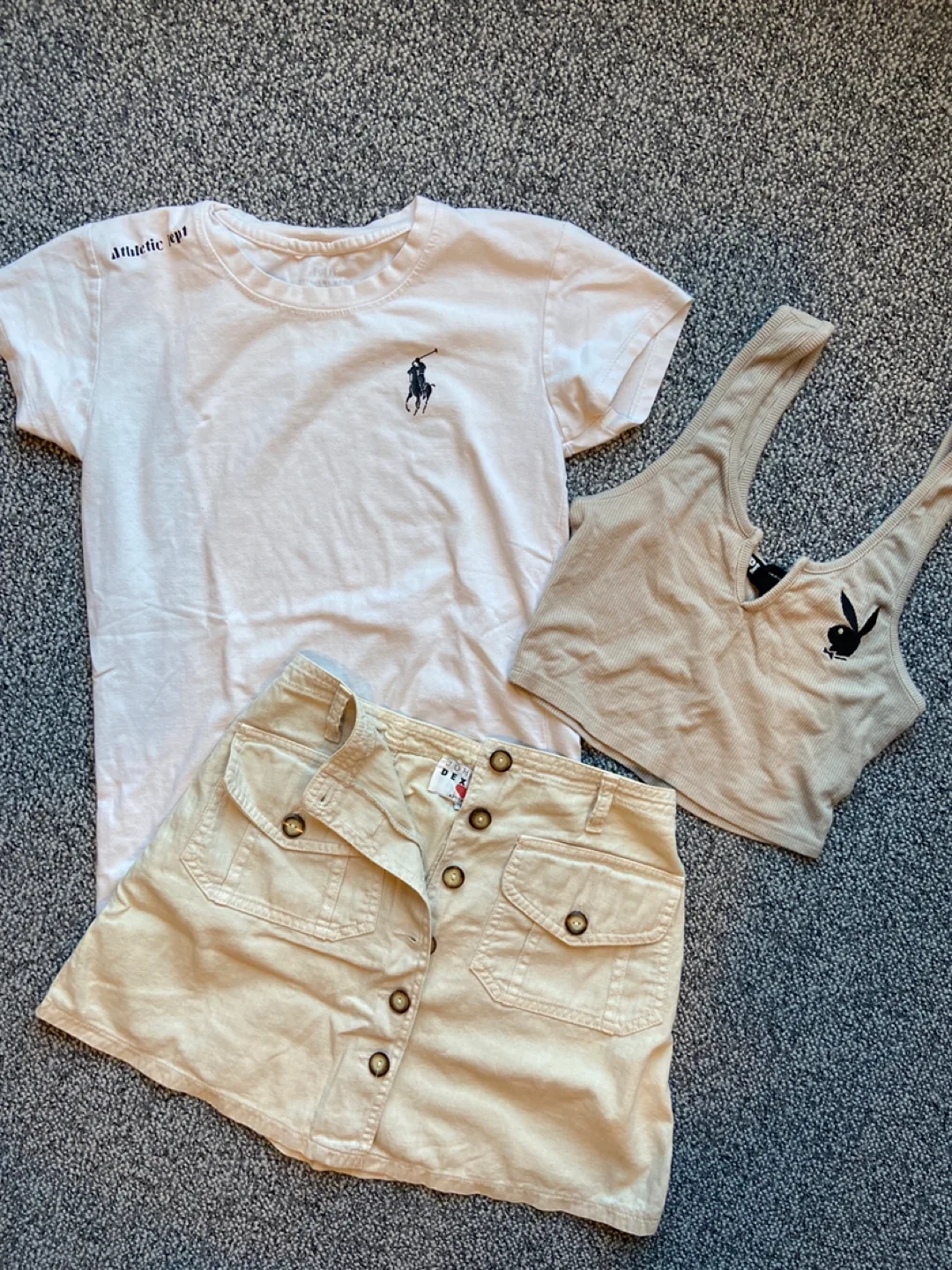 Outfit bundle: T-Shirt, button skirt and playboy tank top thumbnail
