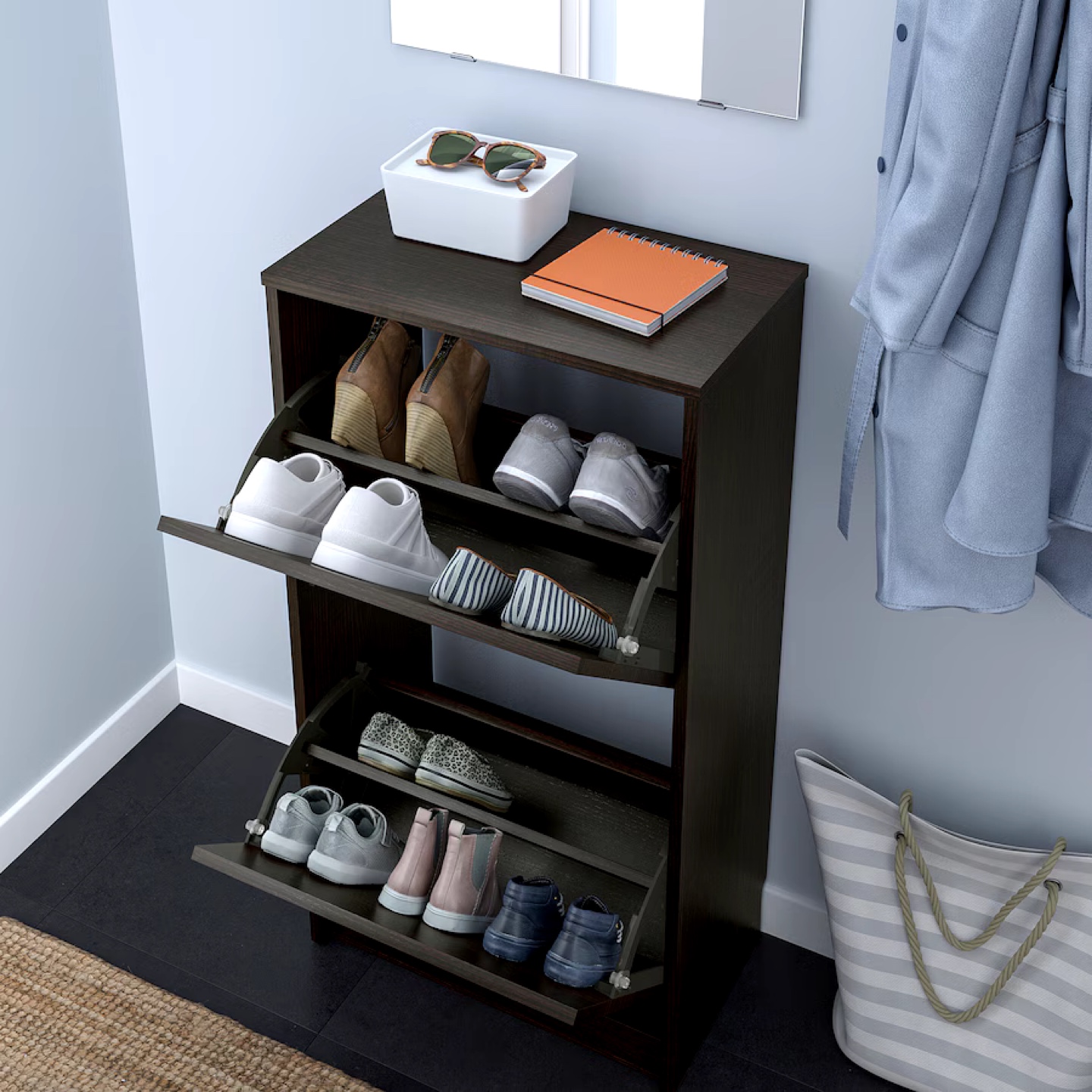 Dark brown shoe cabinet. - photo 2