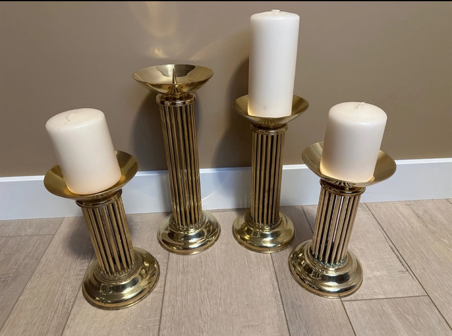 Set of Four Brass Candle Holders