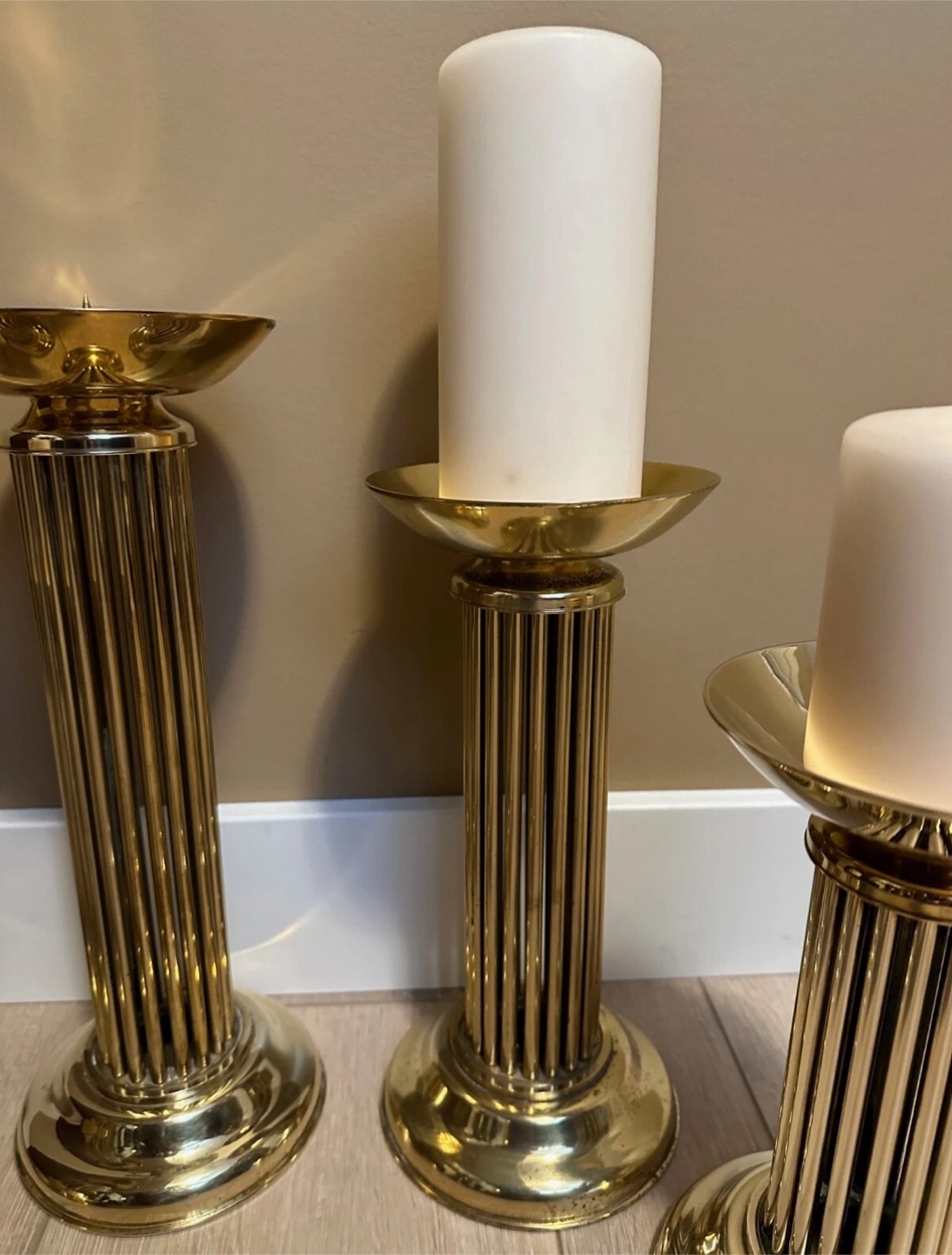 Set of Four Brass Candle Holders - photo 4
