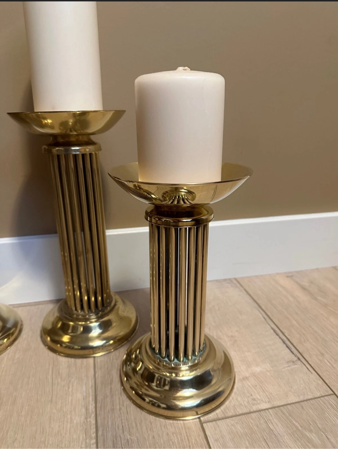 Set of Four Brass Candle Holders - photo 5