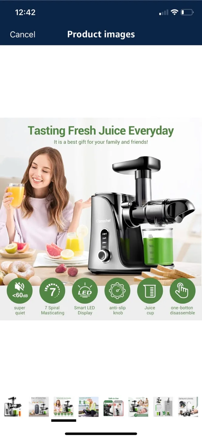 AMZCHEF Cold Press Masticating Juicer - black image indicator(3)
