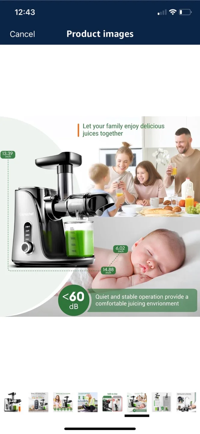 AMZCHEF Cold Press Masticating Juicer - black image indicator(6)