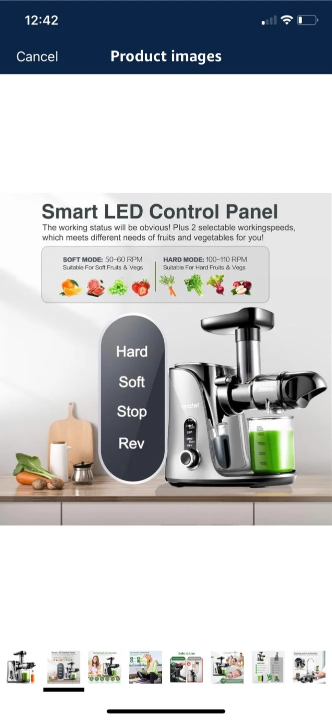 AMZCHEF Cold Press Masticating Juicer - black image indicator(2)