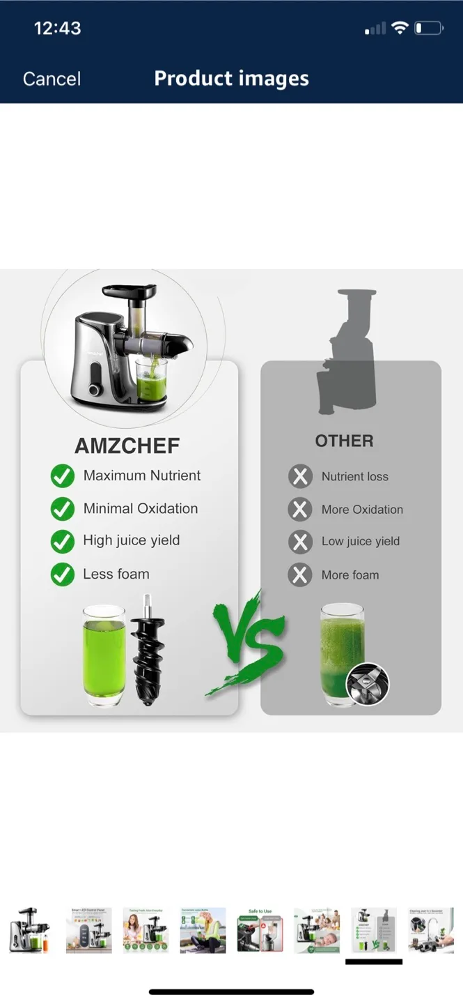 AMZCHEF Cold Press Masticating Juicer - black image indicator(7)