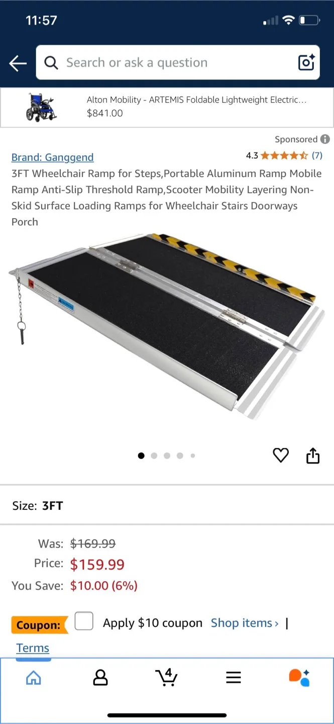 3ft Aluminium Wheelchair Ramp thumbnail
