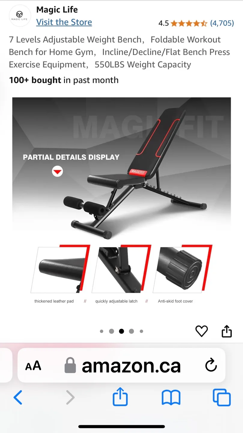 MagicFit 7-Level Adjustable Weight Bench image indicator(5)