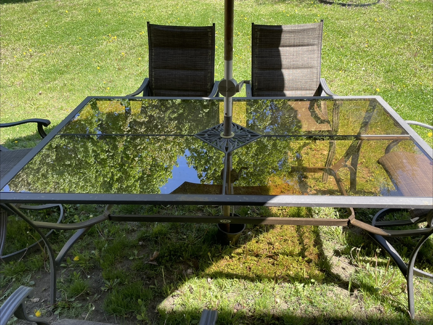 6-Piece Patio Set with Glass Top Table and Umbrella - photo 2
