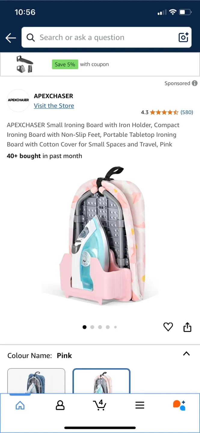 APEXCHASER Small Ironing Board - Pink thumbnail