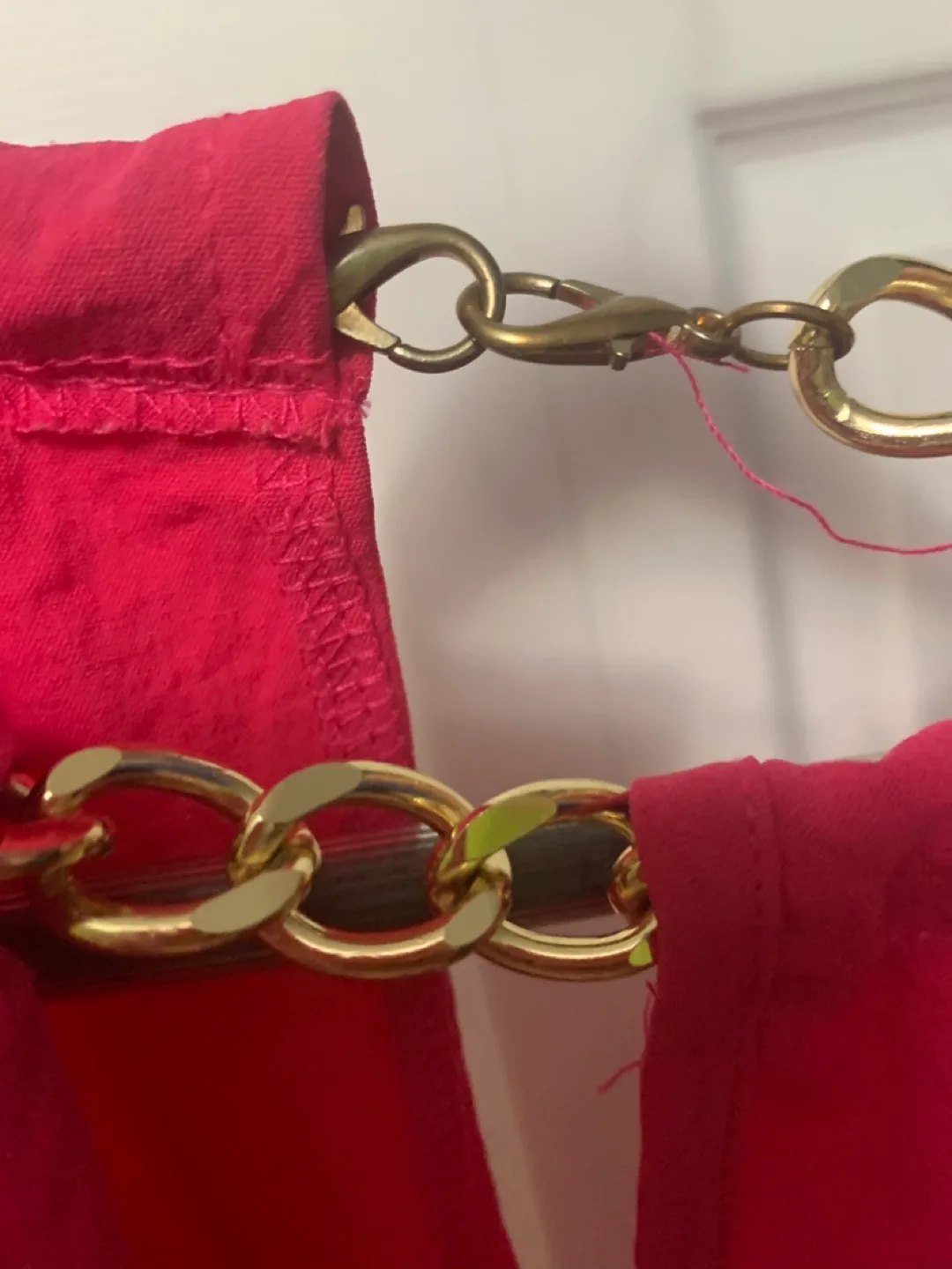 Hot Pink Halter Neck Blouse with Gold Chain image indicator(2)