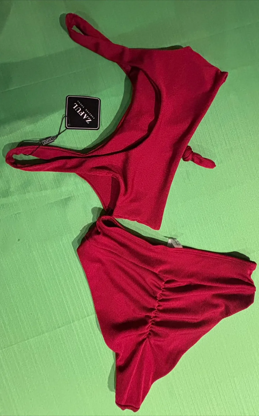 ZAful Women's Red  Knotted  swimwear thumbnail