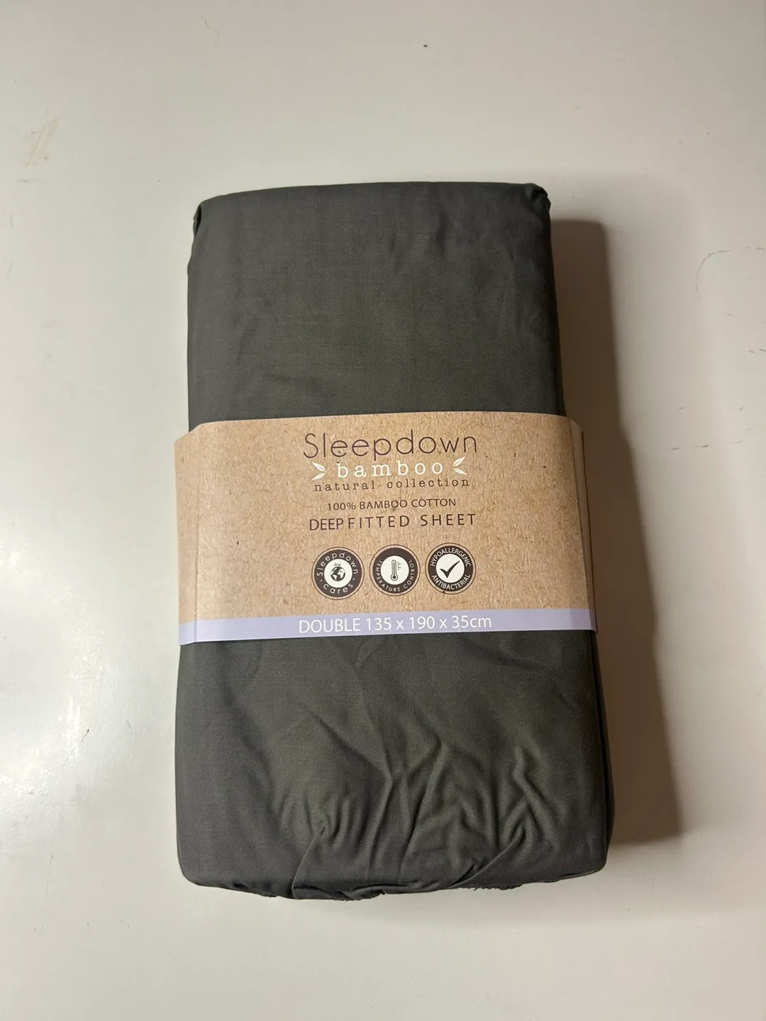 Sleepdown Bamboo Deep Fitted Sheet - Double Charcoal thumbnail