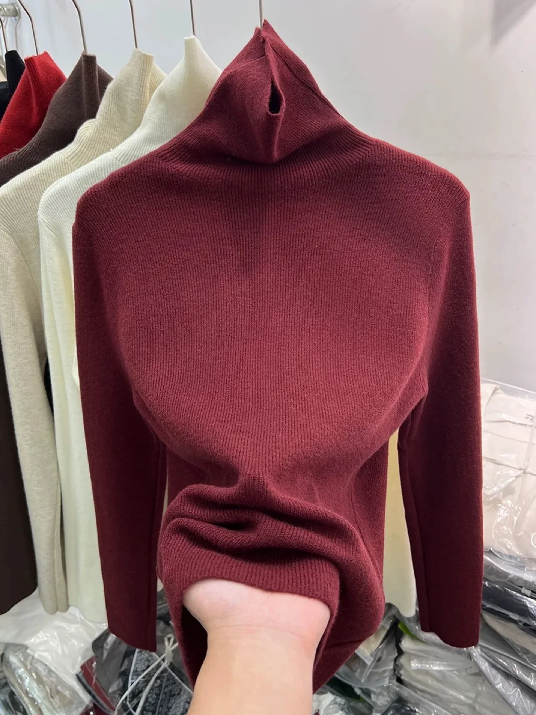 Women's Burgundy Turtleneck Sweater thumbnail