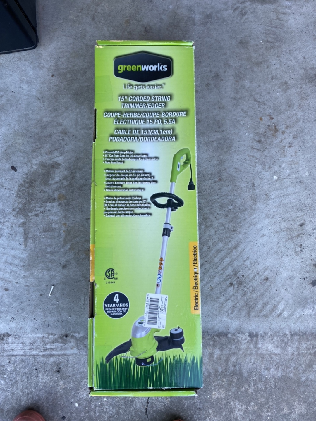 Greenworks 15' Corded String Trimmer/Edger - New in Box