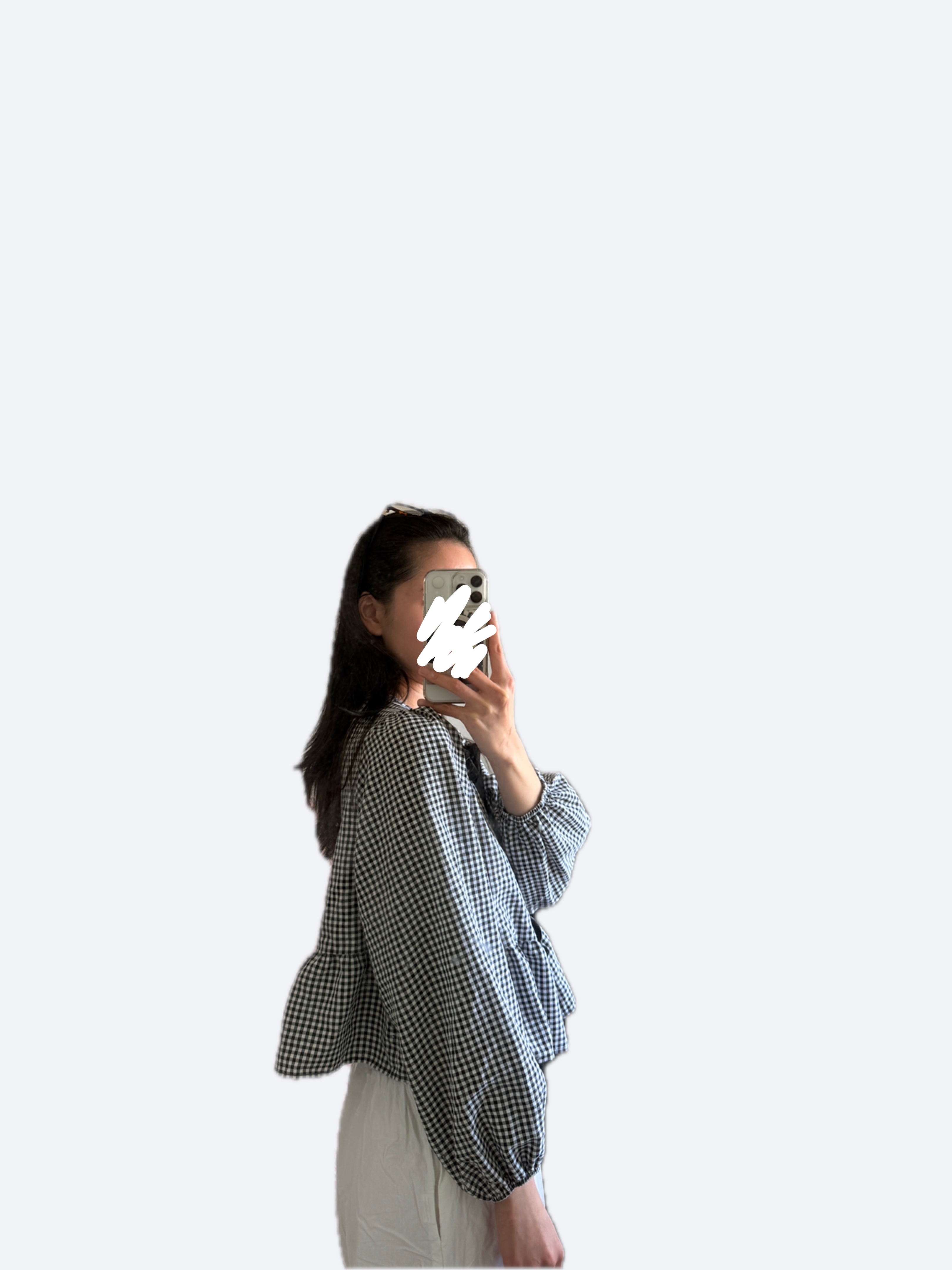 Black and White Gingham Puff Sleeve Blouse - photo 3