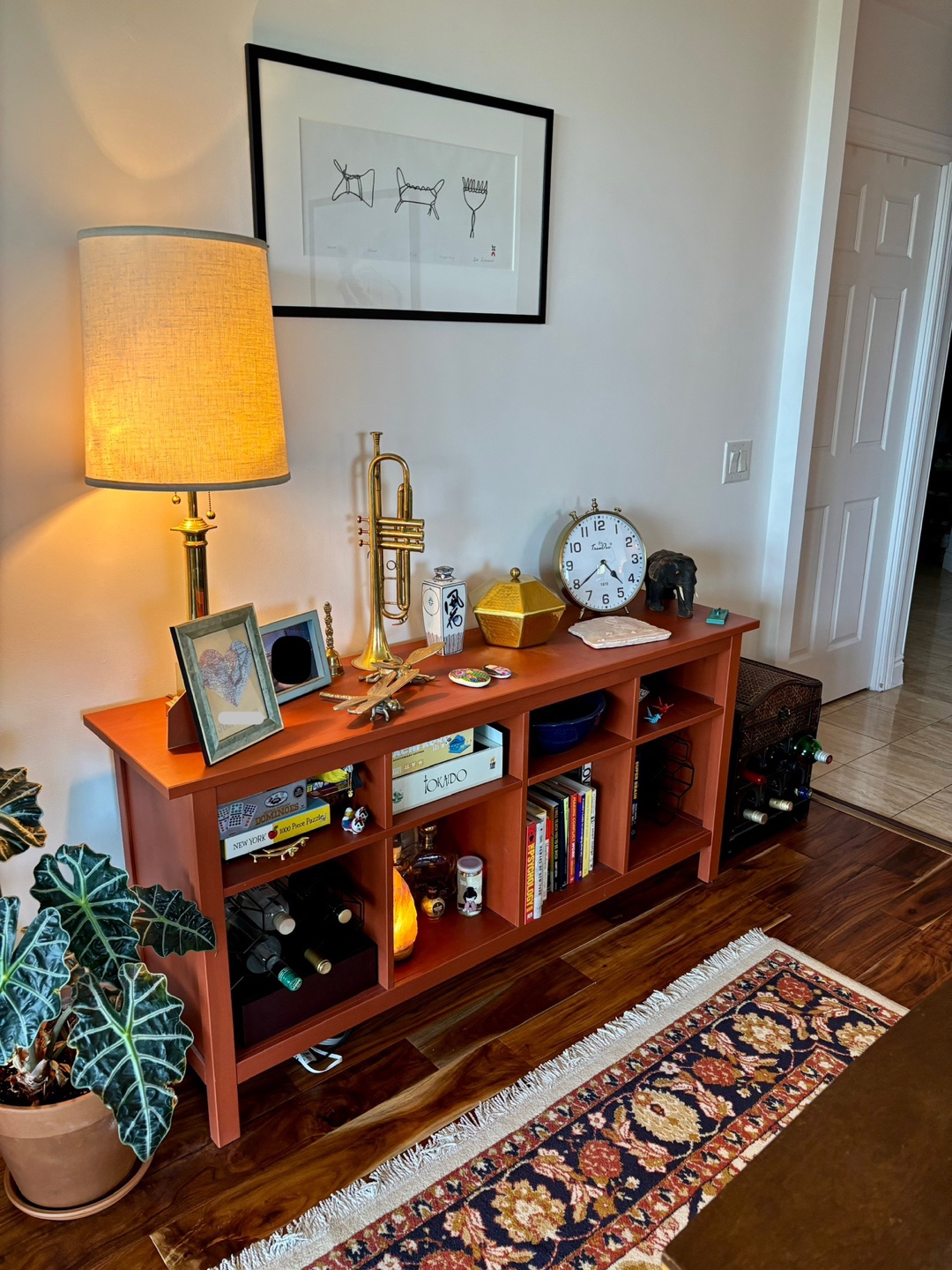 Rustic Red Console Table with Shelving - photo 2