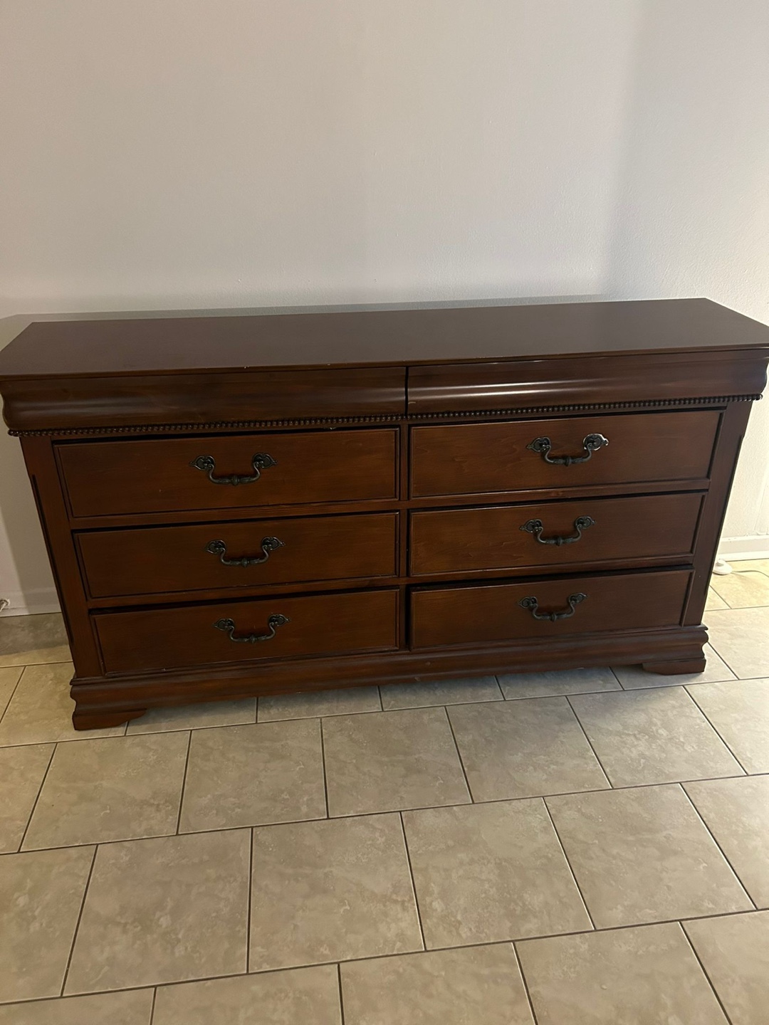Dark Brown Wooden Double Dresser