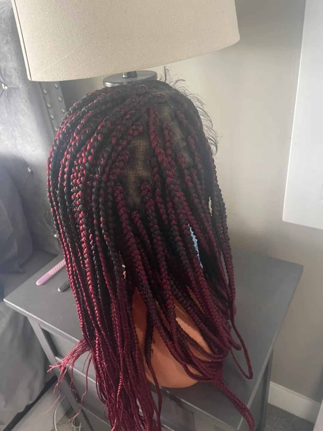Box Braids Lace Front Wig - Burgundy and Black image indicator(5)