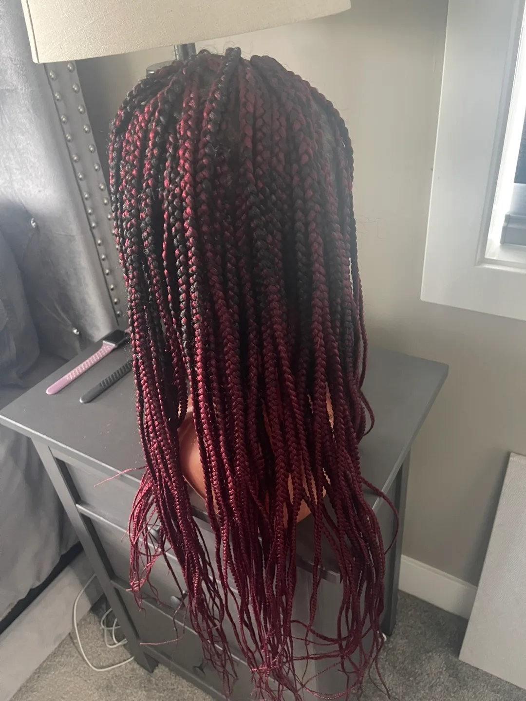 Box Braids Lace Front Wig - Burgundy and Black image indicator(4)