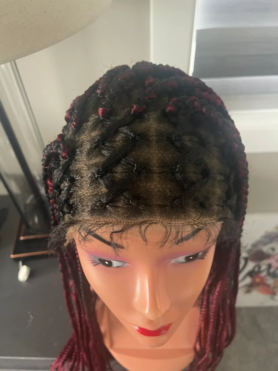 Box Braids Lace Front Wig - Burgundy and Black image indicator(2)