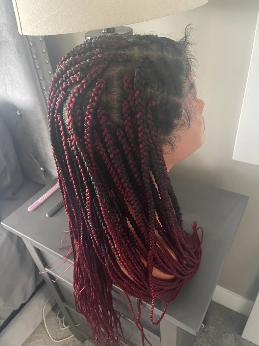 Box Braids Lace Front Wig - Burgundy and Black image indicator(3)