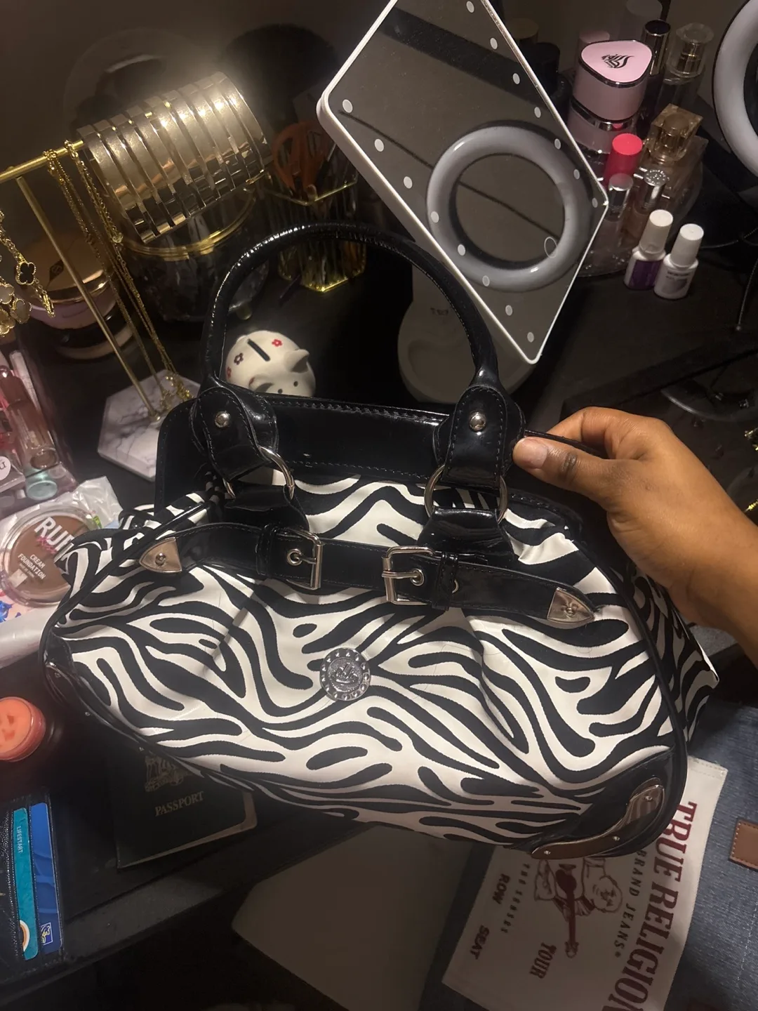 Zebra Print Handbag & Belt Set y2k style thumbnail
