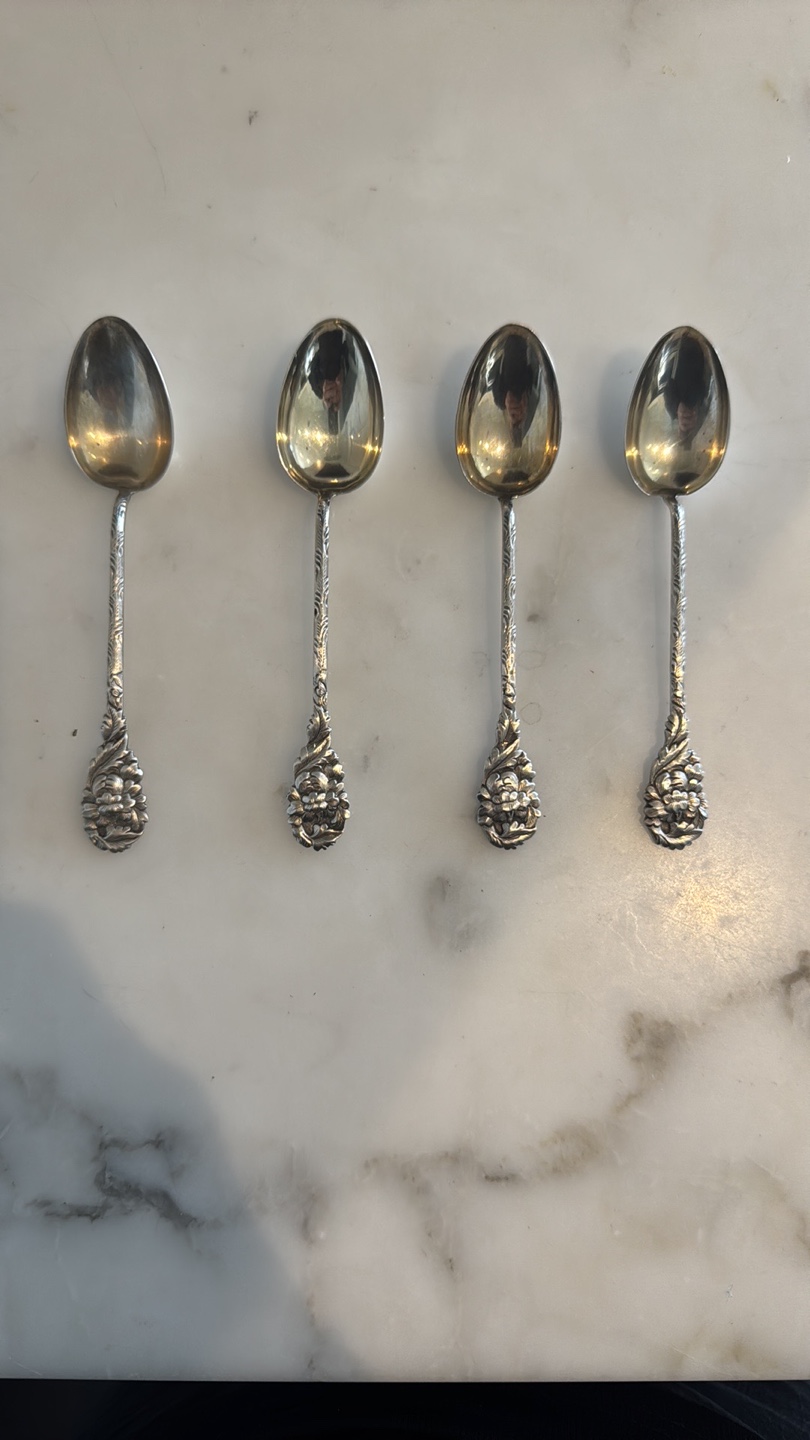 Set of Four 19th century China Sterling Silver Spoons