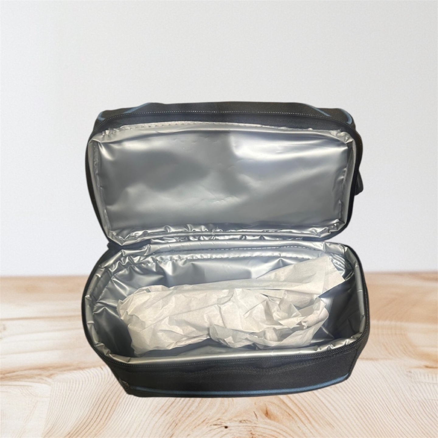 Black Lunch Bag with Blue Trim