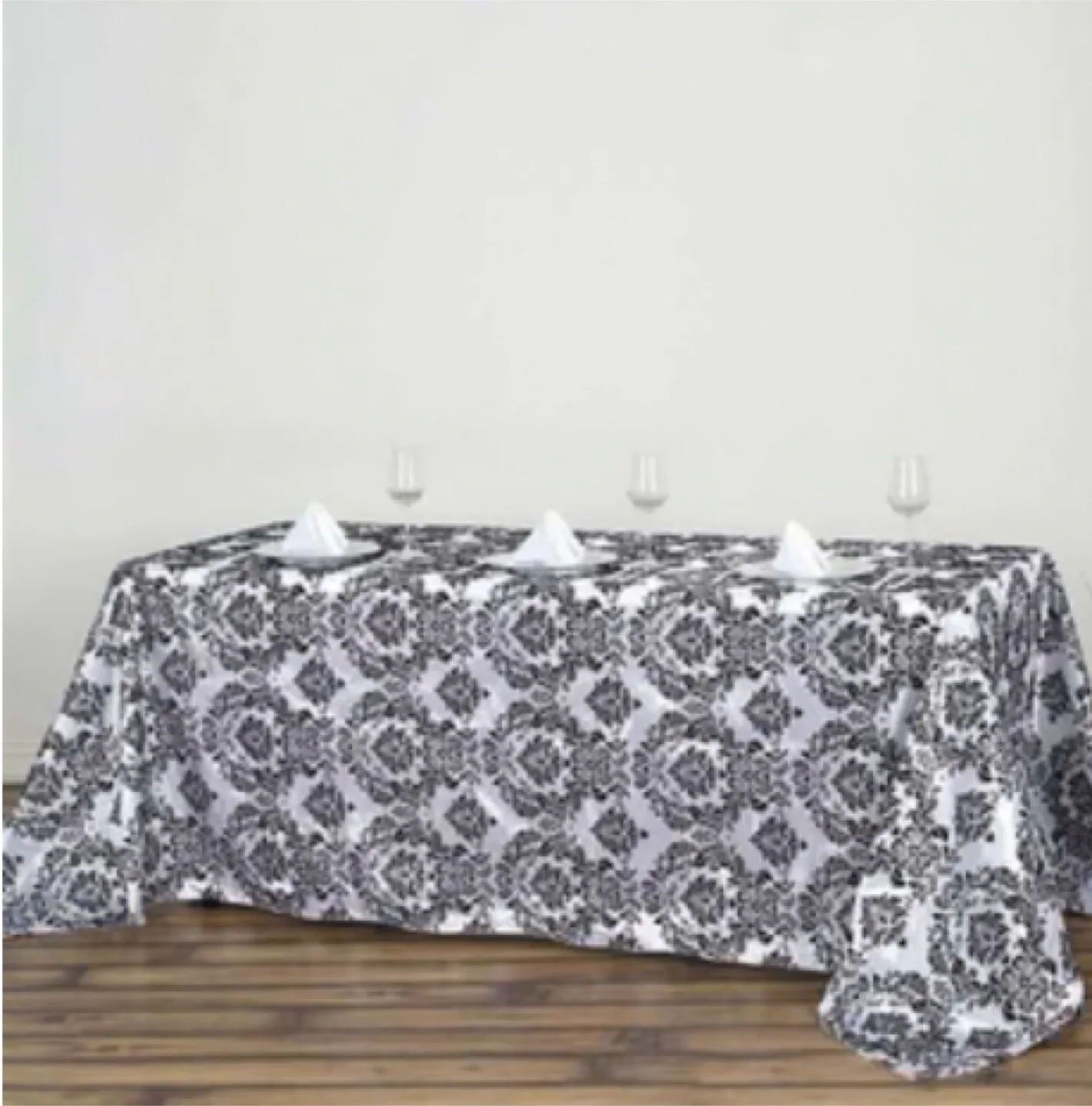 Black and White Damask Tablecloths - Rectangular and Square thumbnail