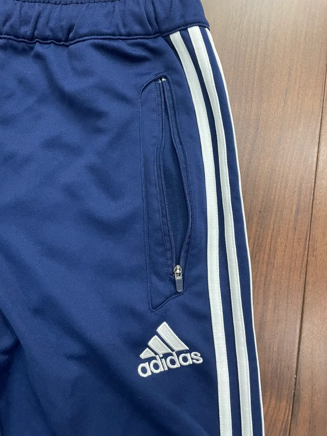 Adidas Navy Blue Tapered Track Pants - Men’s Size Small image indicator(2)