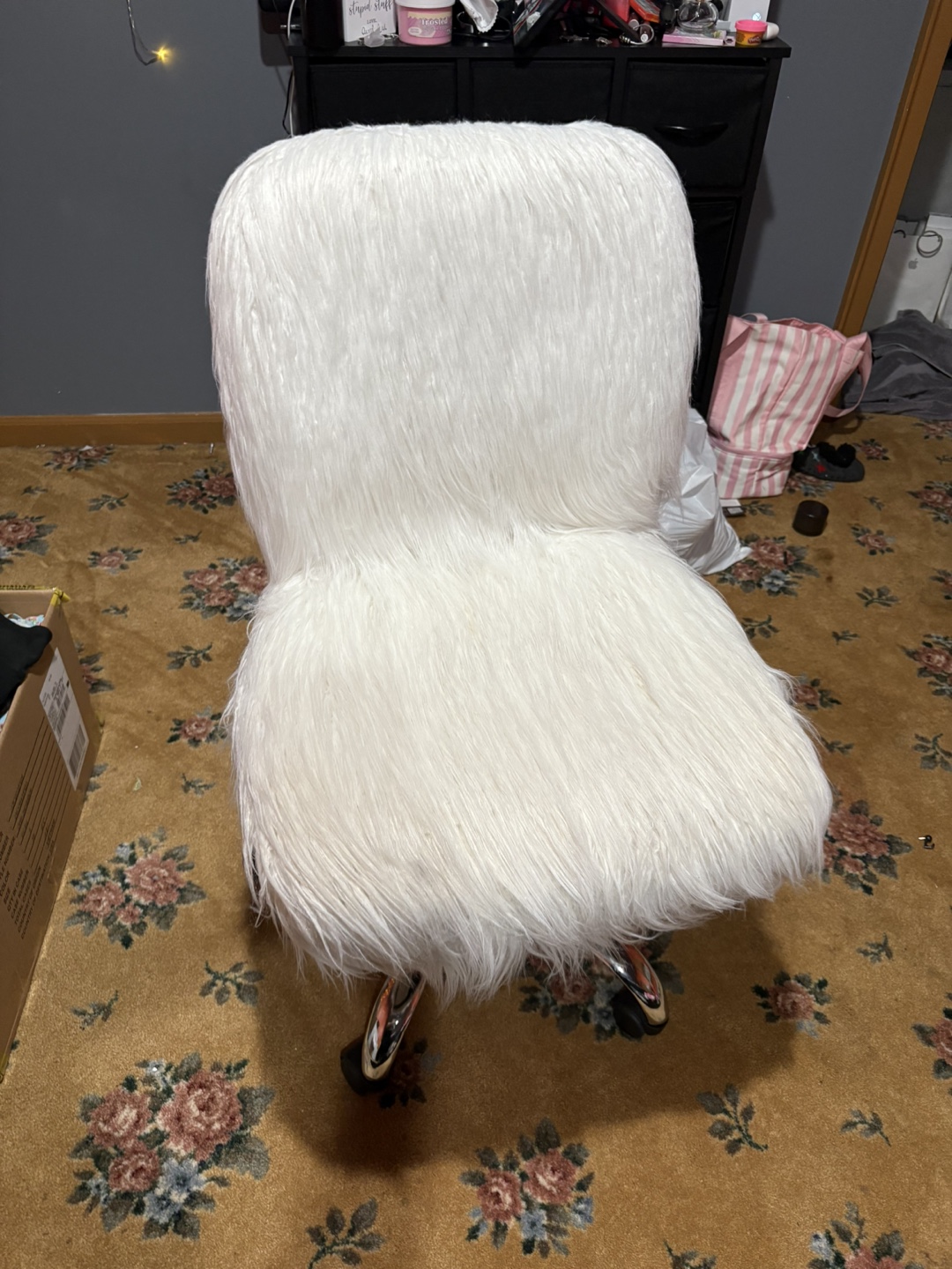 White Fur Office Chair