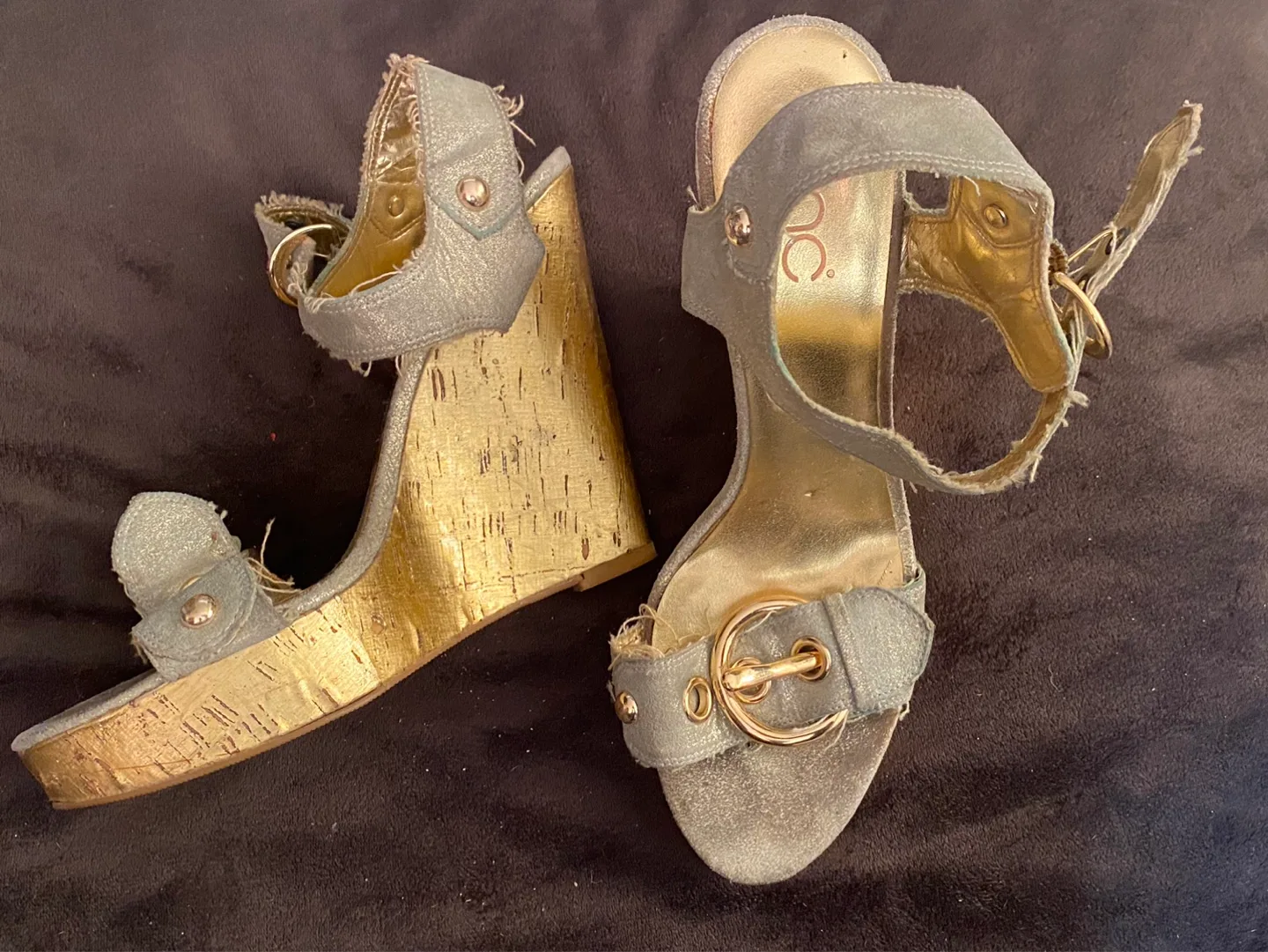 REAL Y2K DENIM WEDGE HEELS thumbnail