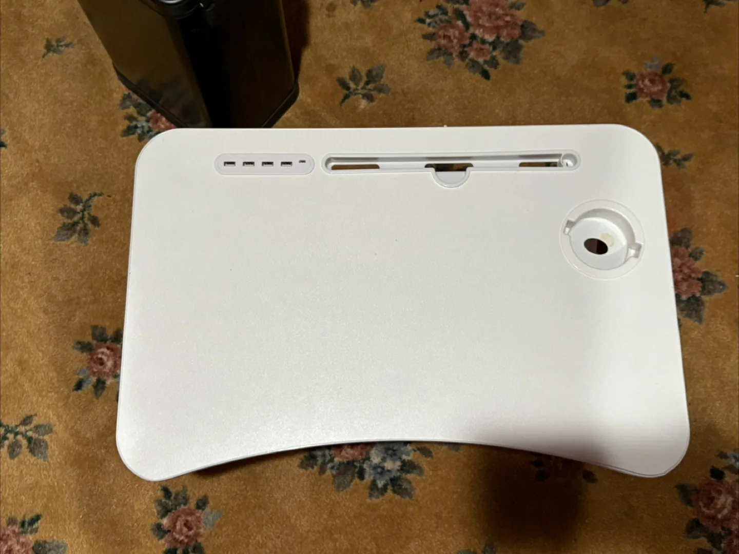 White Foldable Laptop Desk with USB Ports and Fan image indicator(5)