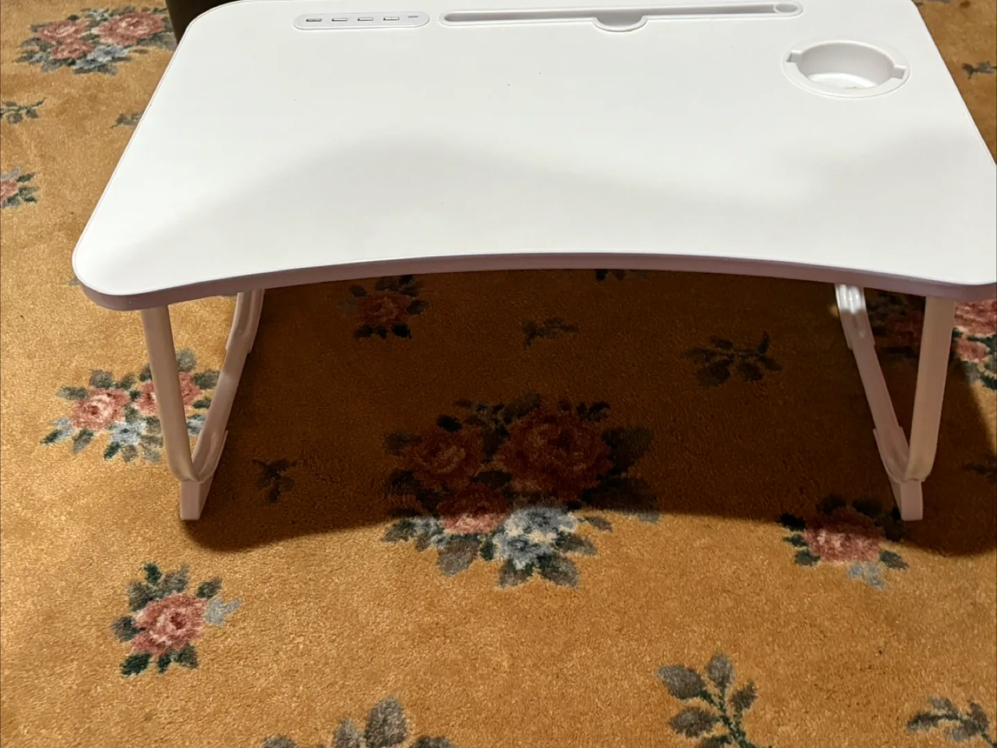 White Foldable Laptop Desk with USB Ports and Fan image indicator(4)