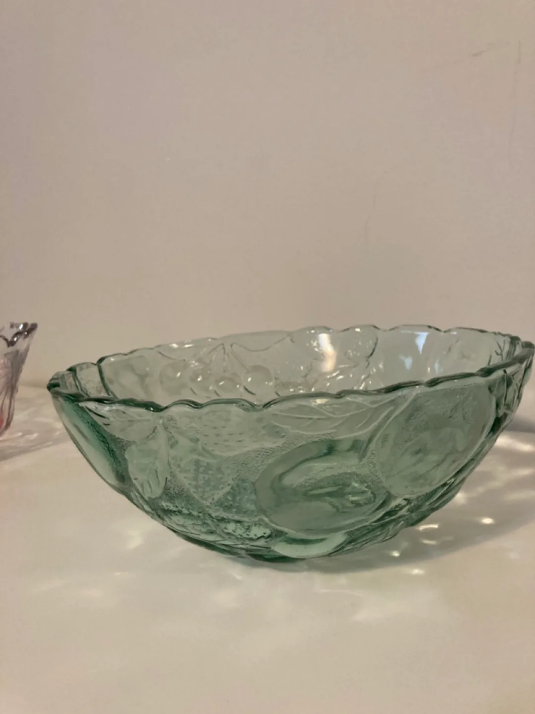 Vintage Green Glass Fruit Bowl thumbnail
