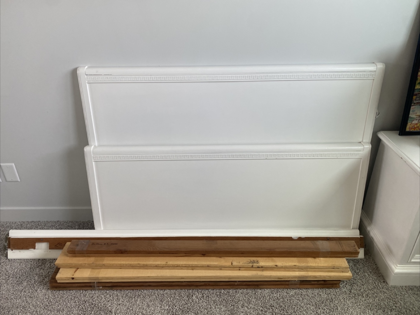 White Double Bed Frame with Mattress - photo 3
