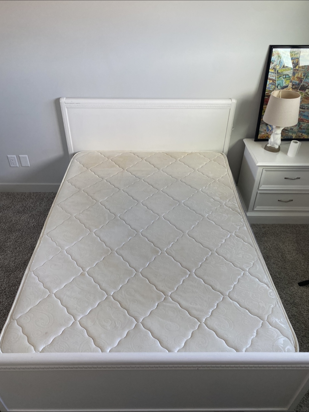 White Double Bed Frame with Mattress