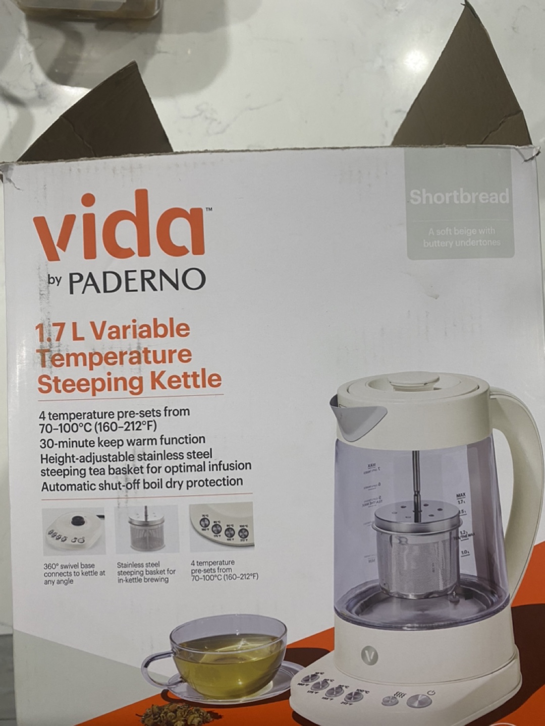 Vida by Paderno 1.7 L Variable Temperature Steeping Kettle