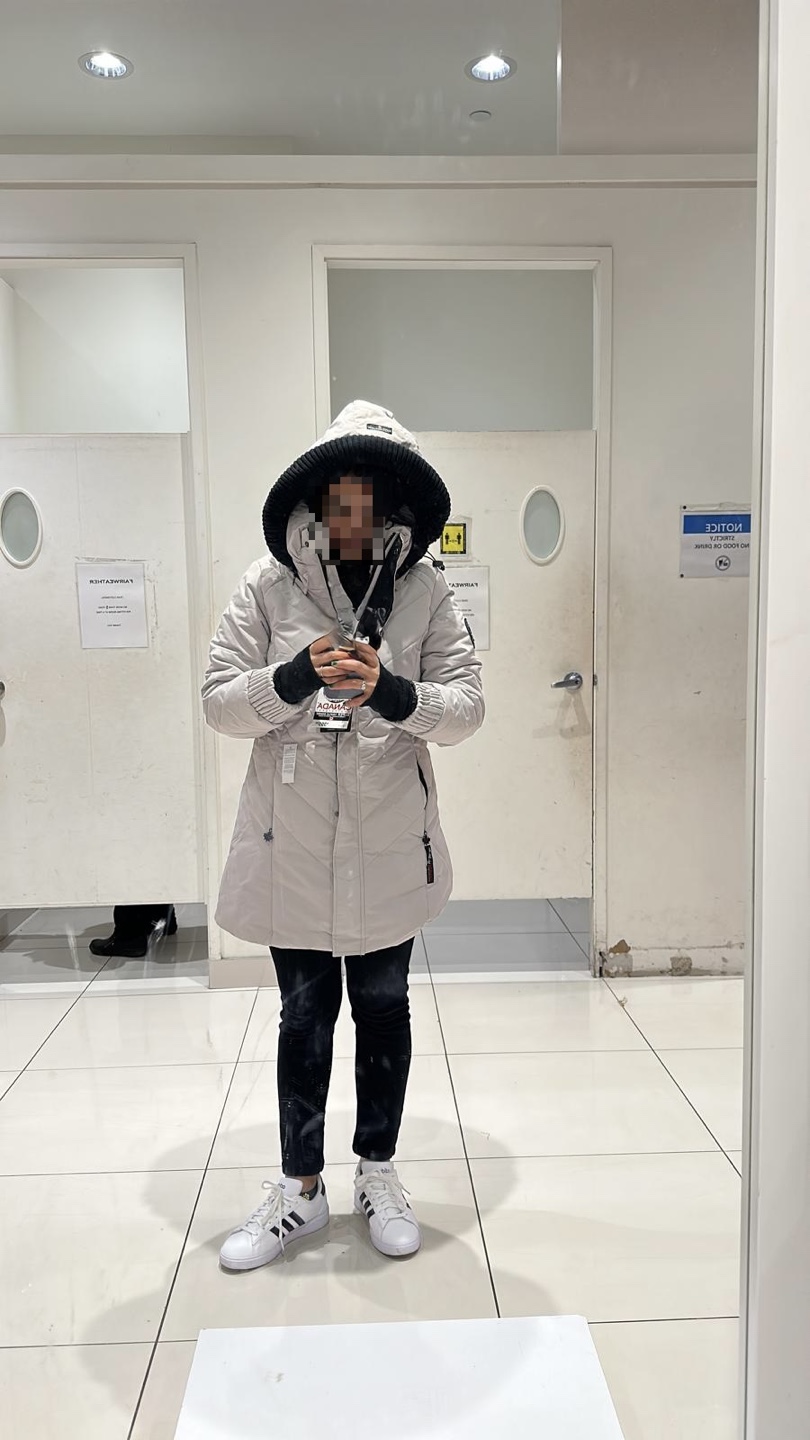 Women's Hooded Light Grey Winter Puffer Jacket