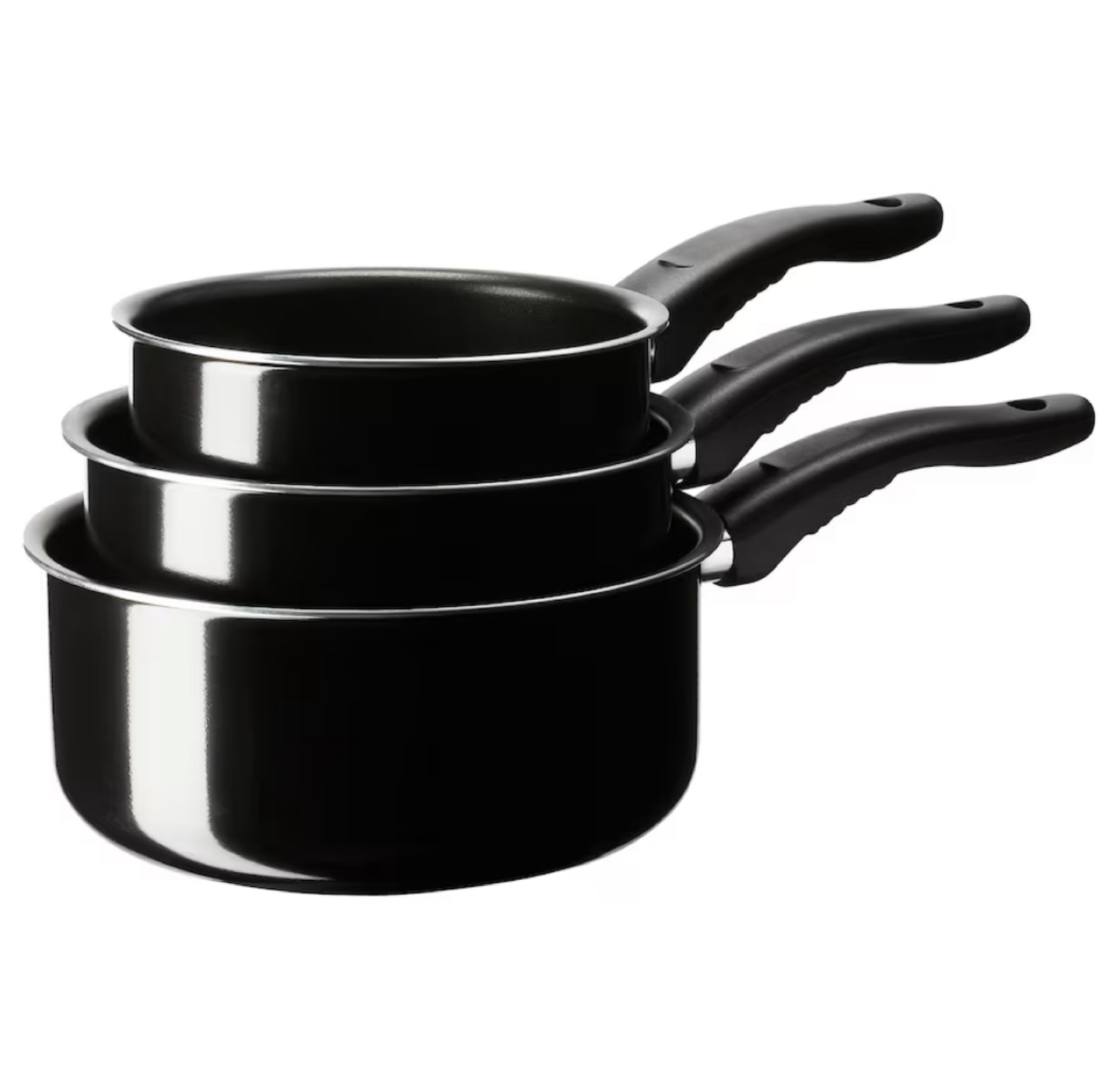 Black Non-Stick Saucepans, 3-Piece Set