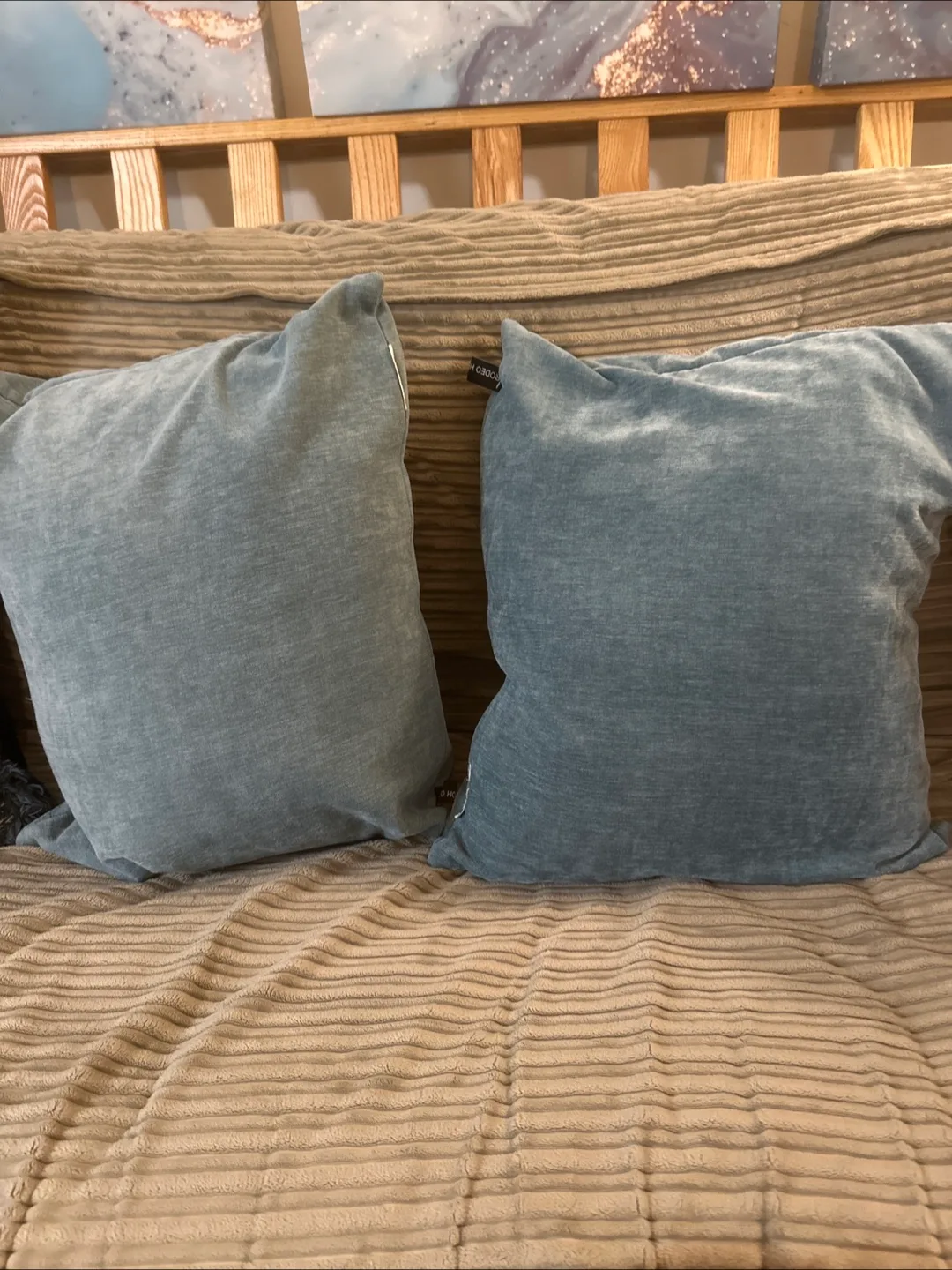 Pair of Teal Velvet Throw Pillows image indicator(2)
