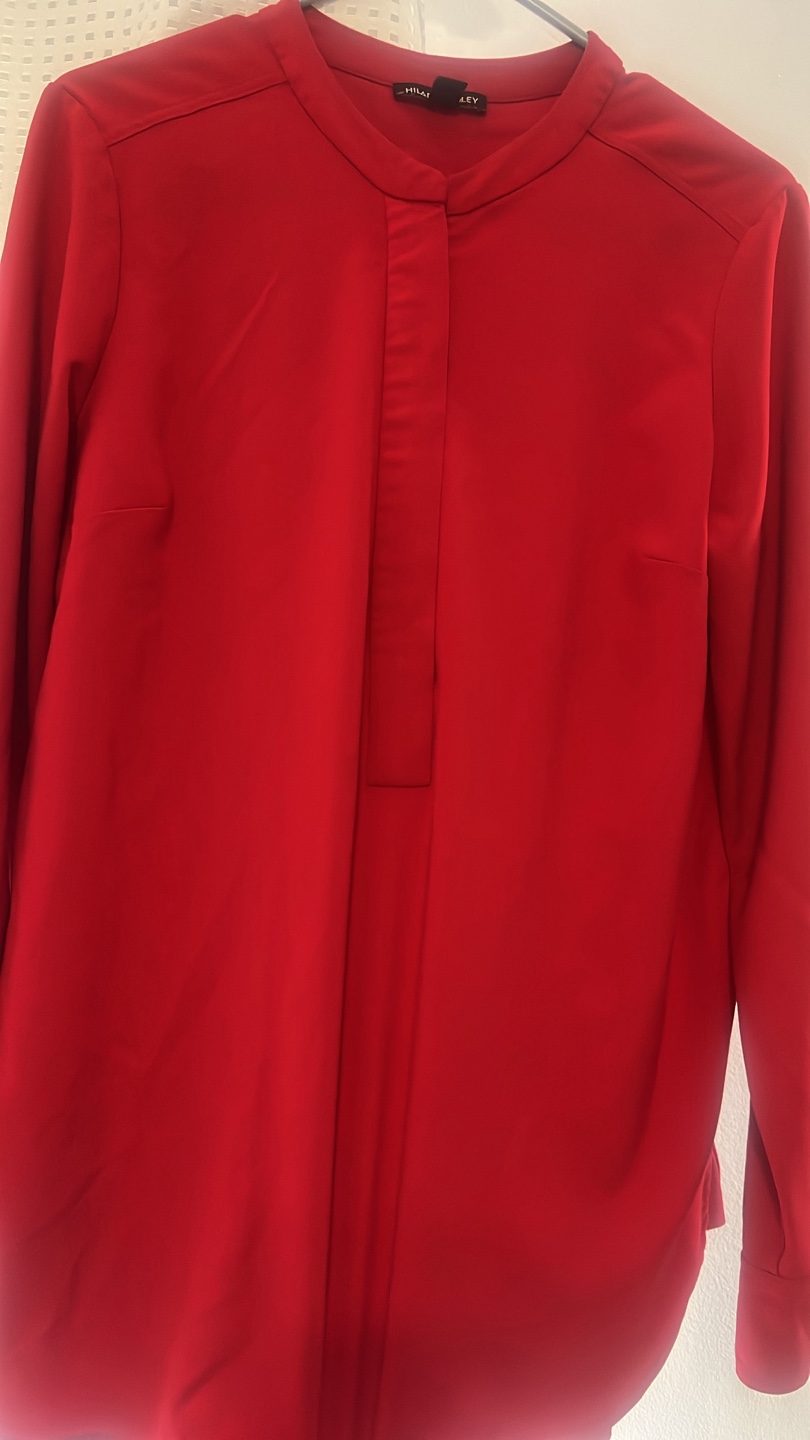 Hilary Radley Red Blouse Size L/G