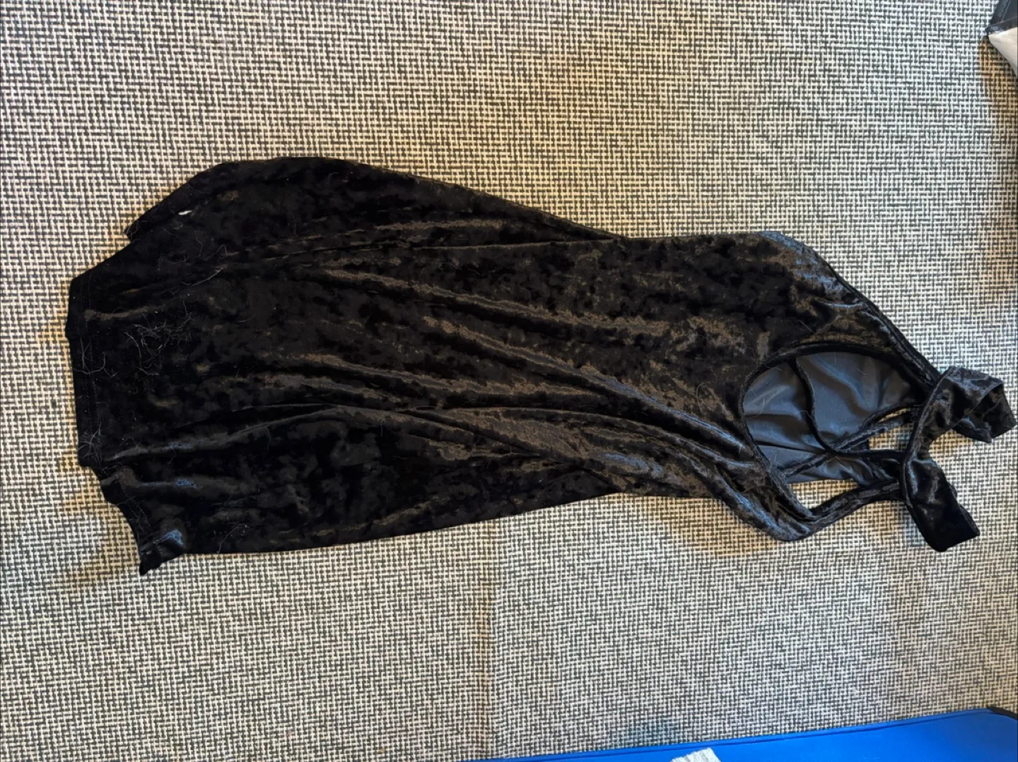 Black Velvet Halter Mini Dress, Size M thumbnail
