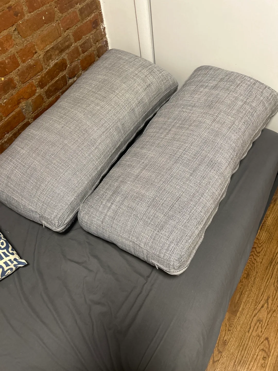 Pair of Gray Rectangular Throw Pillows thumbnail