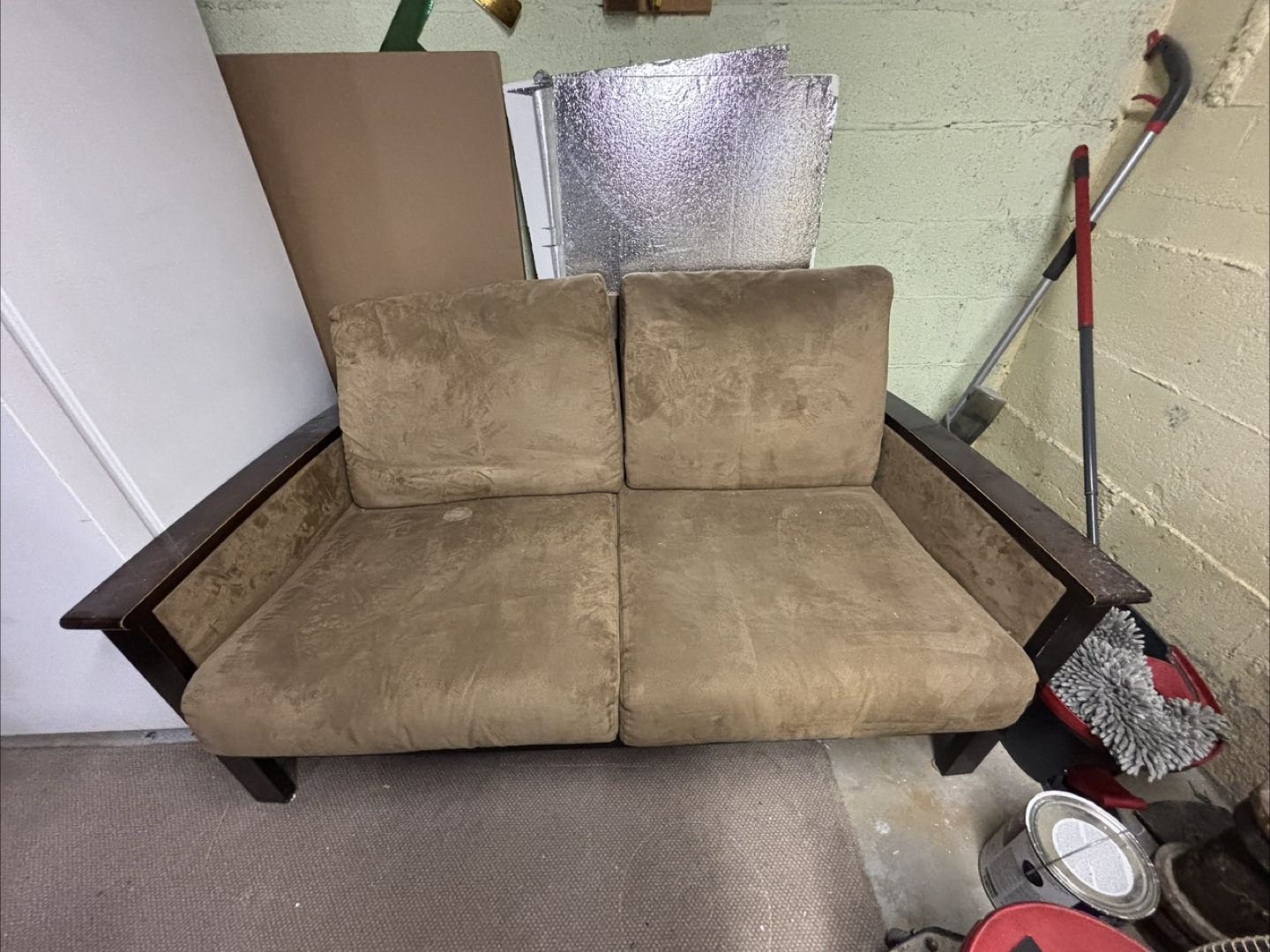 Brown Suede Loveseat