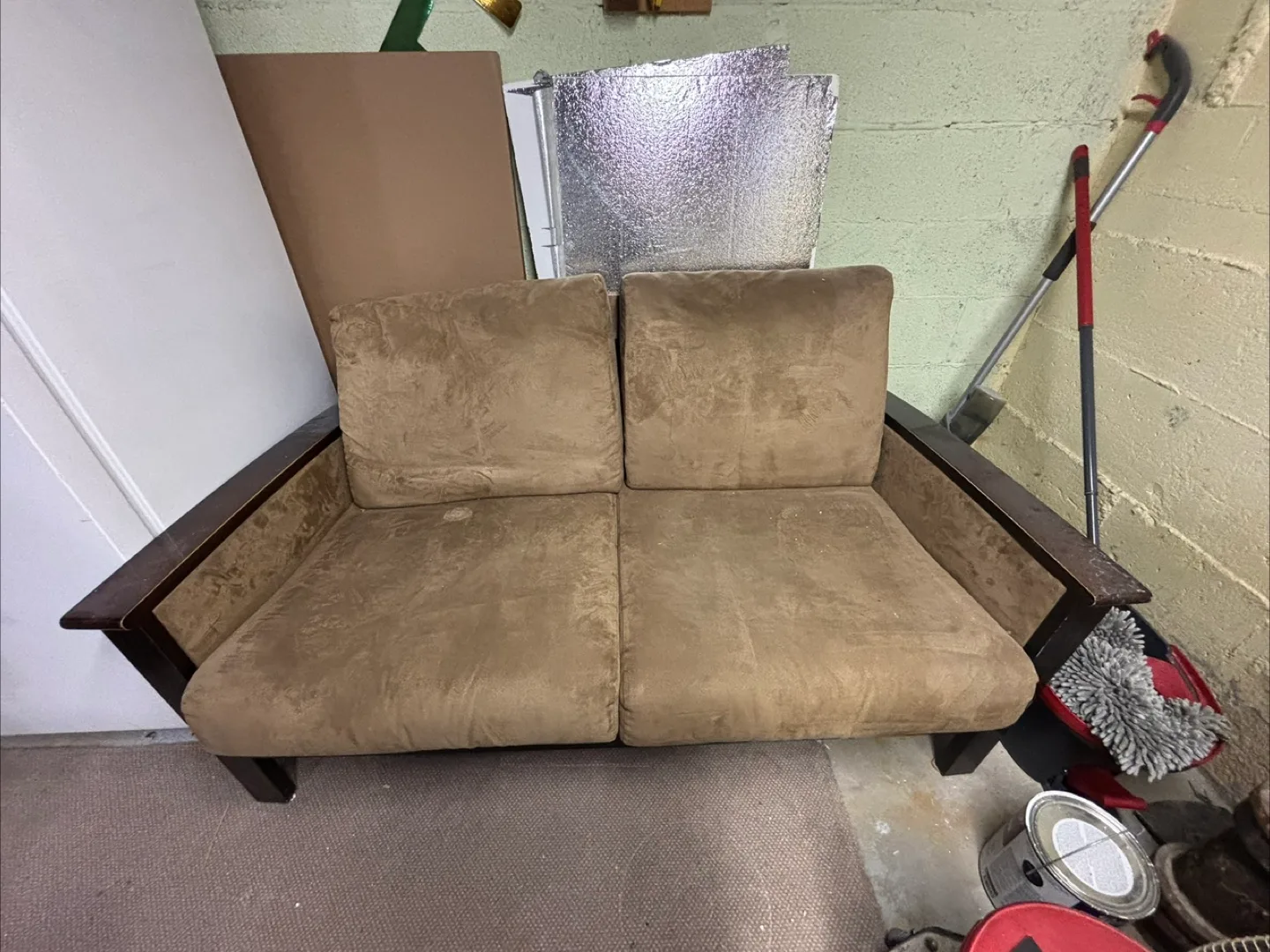 Brown Suede Loveseat
