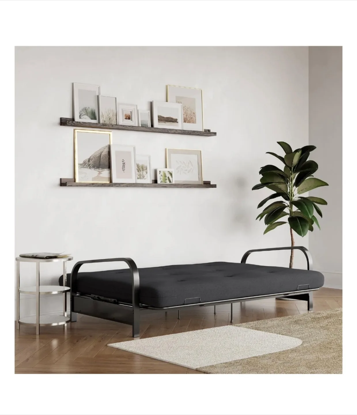 Futon Sofa Bed - Metal Frame - Charcoal Grey image indicator(2)