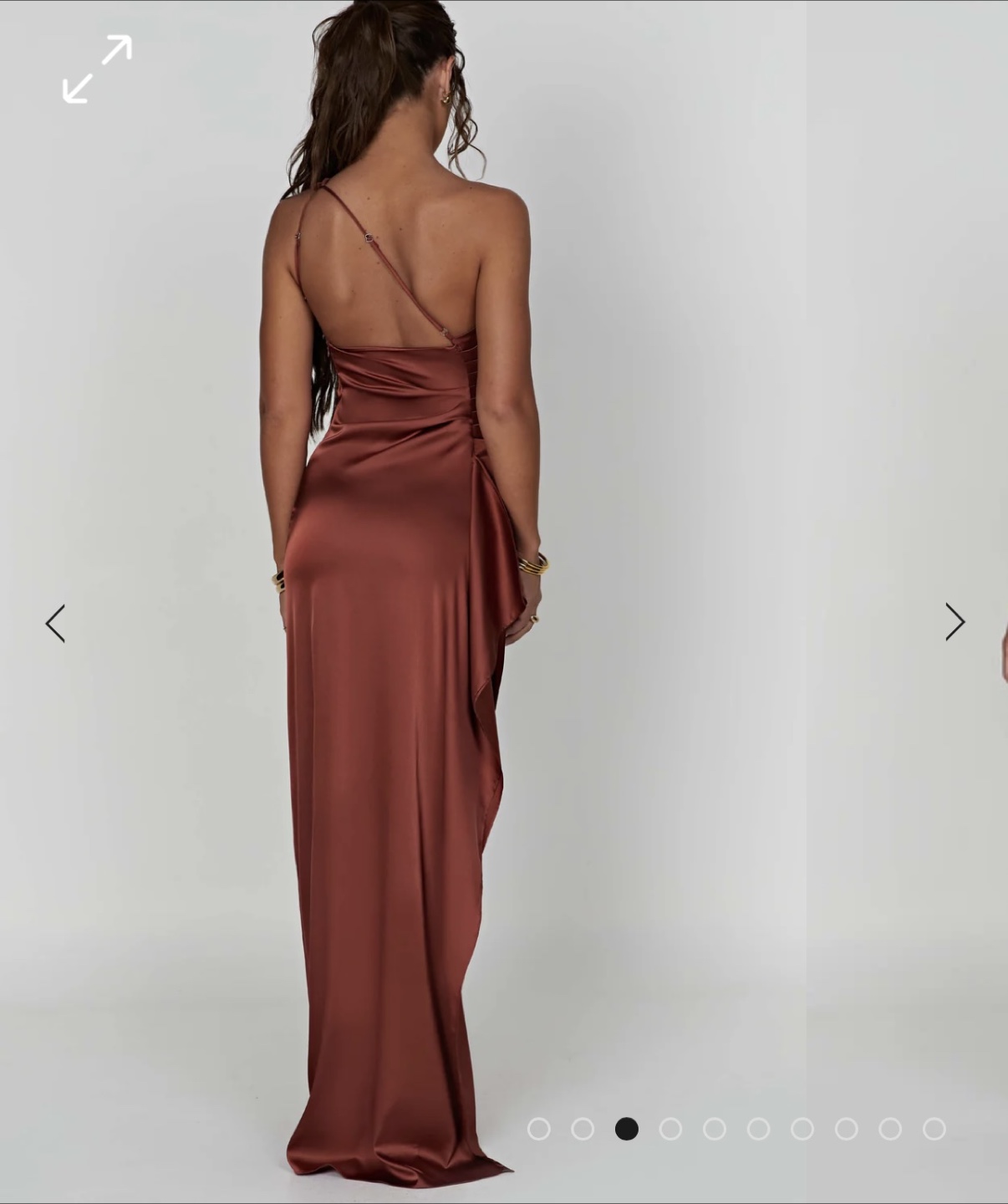 Stunning Burnt Orange One-Shoulder Satin Maxi Dress - photo 3