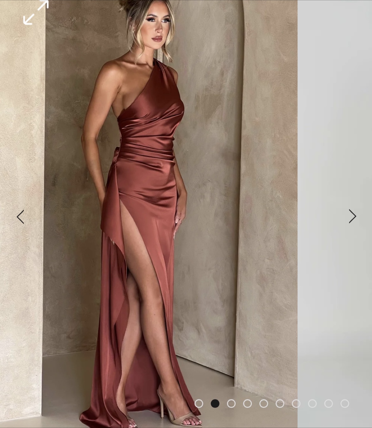 Stunning Burnt Orange One-Shoulder Satin Maxi Dress - photo 2
